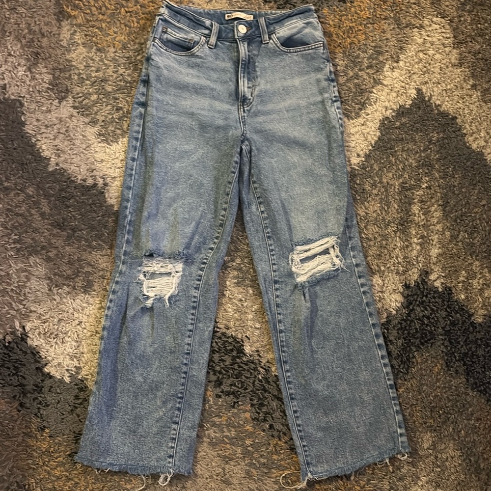BOGO! SO Denim Jeans Baggy Dad Jeans High Rise Ripped Knee Frayed High Waisted